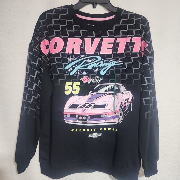 corvette sweatshirt men's medium large black and pink - Picture 2 of 6